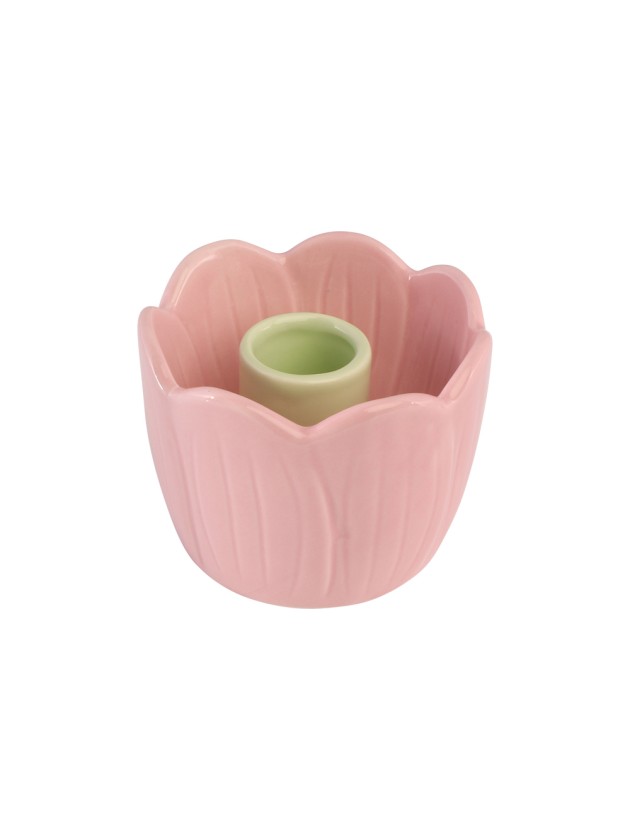 NYMPHEA PINK CERAMIC FLOWER CANDLE HOLDER DIA 9CM X 7CM