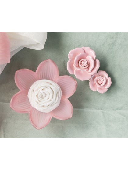 NYMPHEA PINK CERAMIC ROSE 6.5 X 7CM X 3.5CM