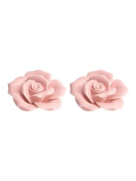 SET 2 NYMPHEA PINK CERAMIC ROSES 3.5CM X 4CM X 1.5CM