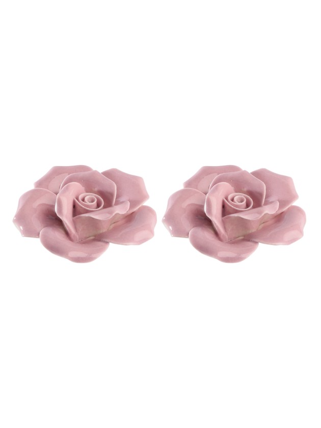 SET 2 BLUSH PINK CERAMIC ROSES 3.5CM X 4CM X 1.5CM