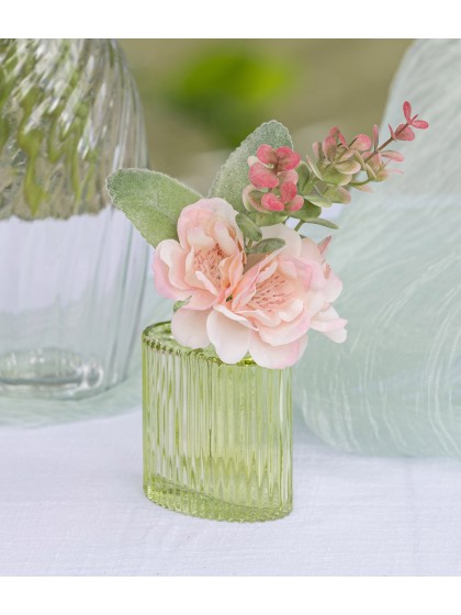 WATERLILY GREEN HELIOS GLASS VASE 7CM X 4.5CM X 8CM 