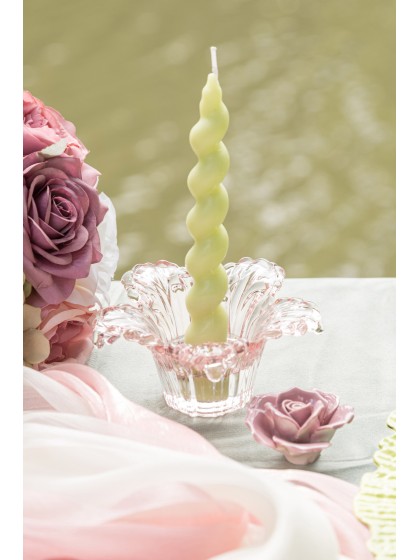 BOUGEOIR VERRE NYMPHEA ROSE DIA 12.5CM X 6CM