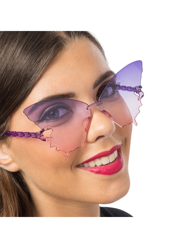 PURPLE PLASTIC BUTTERFLY GLASSES 15CM X 15CM X 6.5CM