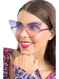 LUNETTES PLASTIQUE PAPILLON VERRES FUMES VIOLET 15CM X 15CM X 6.5CM