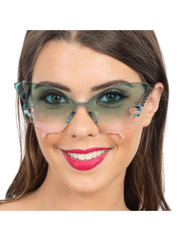 GREEN PLASTIC BUTTERFLY GLASSES 15CM X 15CM X 6.5CM