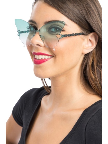 GREEN PLASTIC BUTTERFLY GLASSES 15CM X 15CM X 6.5CM