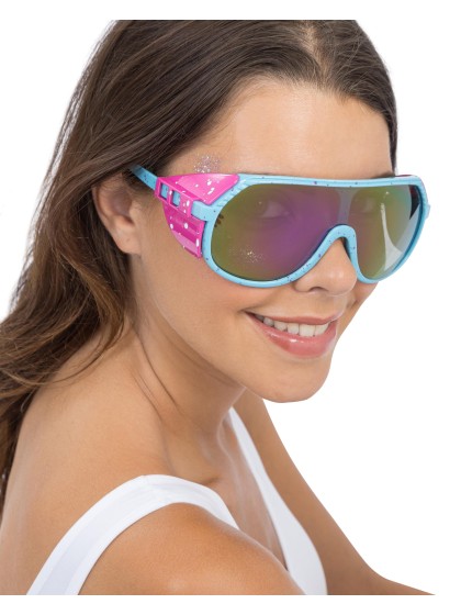 BLUE GLASSES WITH PINK SIDES 15CM X 15CM X 6.2CM