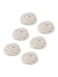 6 WHITE CAMELLIA CANDLES DIA 5.8CM X 2.4CM