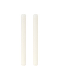 SET 2 WHITE TAPER RUSTIC CANDLES DIA 2.5CM X 25CM