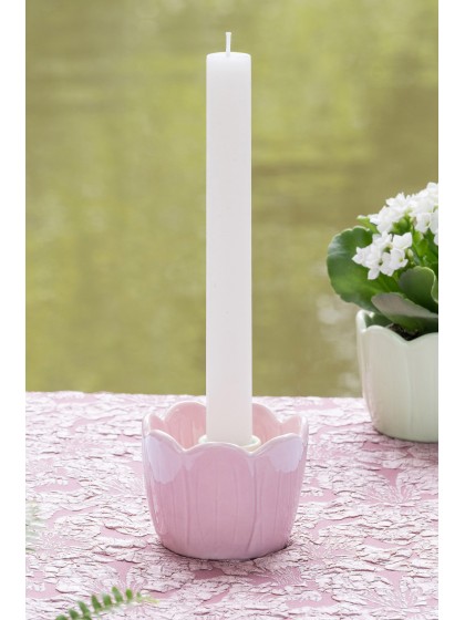 SET 2 BOUGIES FLAMBEAU RUSTIQUE BLANC DIA 2.5CM X 25CM