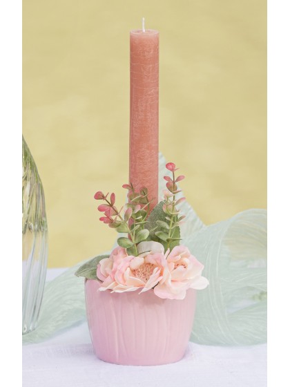 SET 2 BOUGIES FLAMBEAU RUSTIQUE ROSE NYMPHEA DIA 2.5CM X 25CM