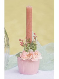 SET 2 BOUGIES FLAMBEAU RUSTIQUE ROSE NYMPHEA DIA 2.5CM X 25CM