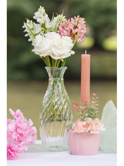 SET 2 BOUGIES FLAMBEAU RUSTIQUE ROSE NYMPHEA DIA 2.5CM X 25CM