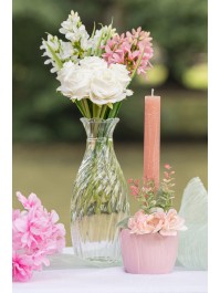 SET 2 NYMPHEA PINK TAPER RUSTIC CANDLES DIA 2.5CM X 25CM