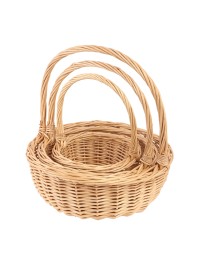 SET 3 NATURAL WILLOW BASKETS 29X10X30CM/ 24X9X25CM/ 17X8X20CM