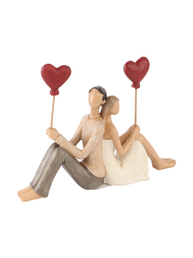 BACK TO BACK WEDDING COUPLE WITH BALLOONS 17CM X 4CM X 12CM