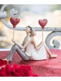 BACK TO BACK WEDDING COUPLE WITH BALLOONS 17CM X 4CM X 12CM