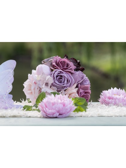 BOUQUET ROMANCE POURPRE/LAVANDE/AMANDE DIA 20CM X 32CM