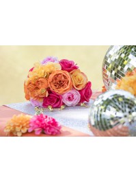 BOUQUET BLOOM JAUNE/ORANGE/ROSE/FUCHSIA DIA 20CM X 32CM