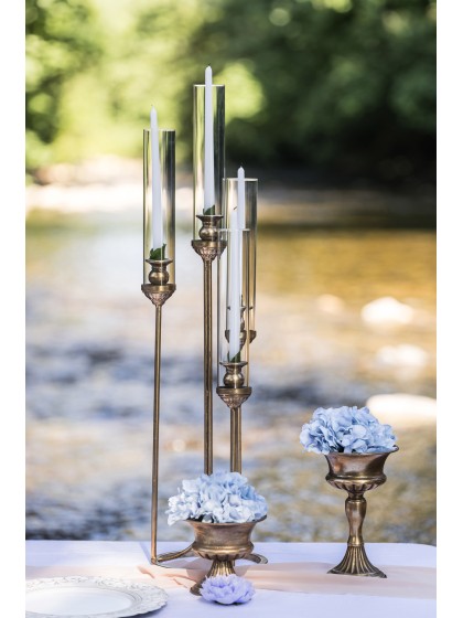 MAJESTIC BRUSHED MATT GOLDEN 4 CANDLE HOLDERS DIA 22CM X 90CM