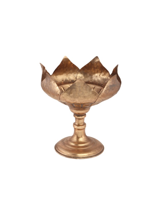 MAJESTIC BRUSHED MATT GOLDEN BIG FLOWER CUP ON BASE DIA 22CM X 24CM