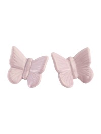 SET 2 PAPILLONS CERAMIQUE LILAS 4CM X 4CM X 2CM