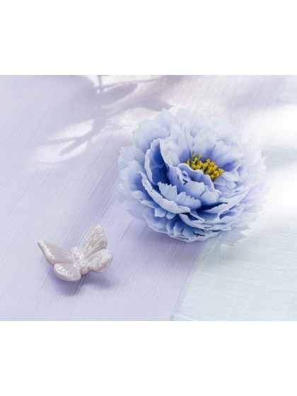 SET 2 PAPILLONS CERAMIQUE LILAS 4CM X 4CM X 2CM