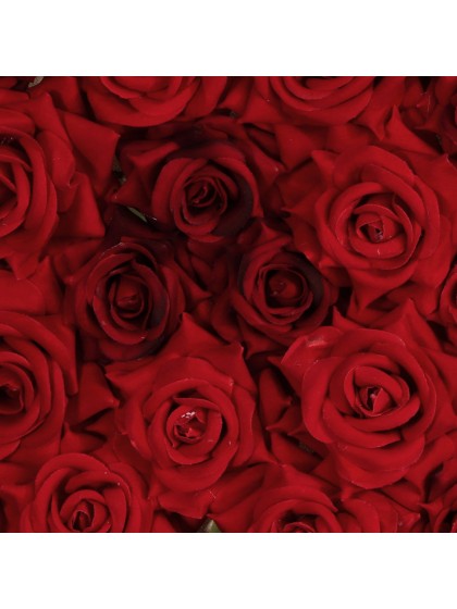 PANNEAU FLORAL CŒUR DE ROSES ROUGES 70CM X 63CM