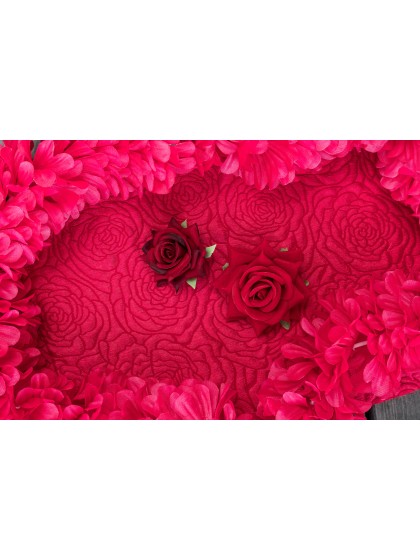 SET 6 ROSES EFFET VELOURS ROUGE DIA 7CM X 4.5CM