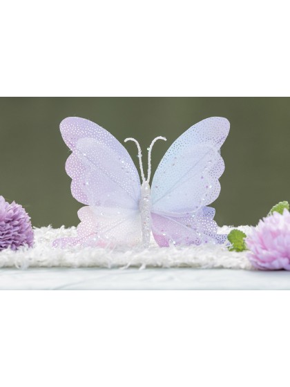 IRIDESCENT BUTTERFLY WITH CLIP BASE 19CM X 3CM X 23CM