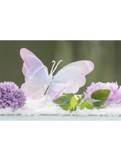 IRIDESCENT BUTTERFLY WITH CLIP BASE 16CM X 3CM X 19CM