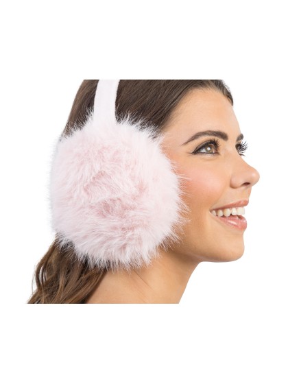 LIGHT PINK FAKE FUR EARMUFFS ONE SIZE