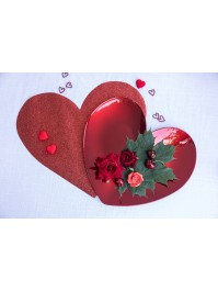 ASSIETTE DE PRESENTATION PP FORME COEUR ROUGE 35.4CM X 33CM
