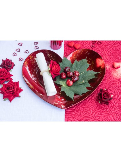 ASSIETTE DE PRESENTATION PP FORME COEUR ROUGE 35.4CM X 33CM