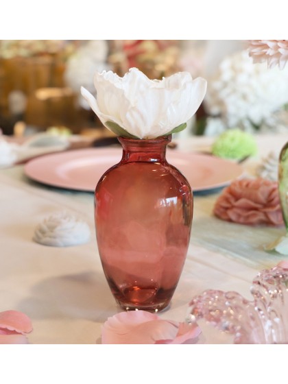 BLUSH PINK HERA GLASS VASE 7CM X 7CM X 12.5CM