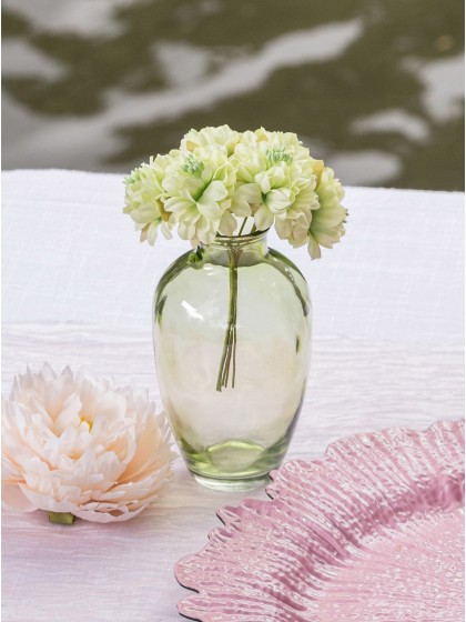 GREEN MATCHA HERA GLASS VASE 7CM X 7CM X 12.5CM