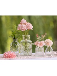 GARDEN ROSE CLEAR VASE DIA 8.5CM X 15.5CM
