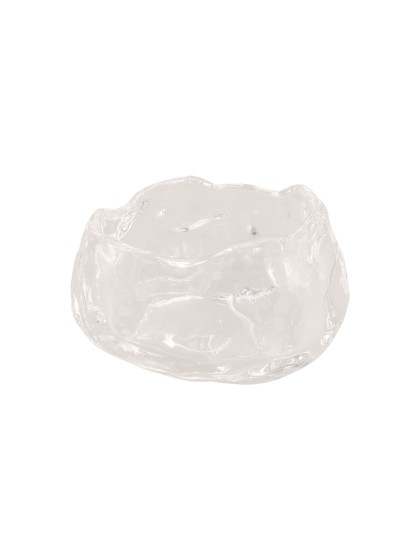 BOUGEOIR VERRE FORME CAMELIA TRANSPARENT 6.5CM X 6.5CM X 3.7CM