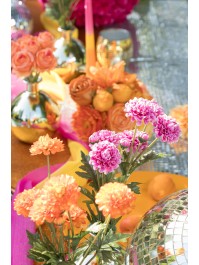 BOUQUET 3 TIGES TAGETES FRAMBOISE 12CM X 8CM X 59CM