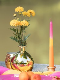 BOUQUET 3 TIGES TAGETES JAUNES 12CM X 8CM X 59CM