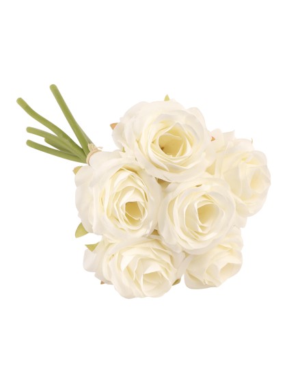 BUNCH OF 6 WHITE ROSES DIA 12CM X 23CM