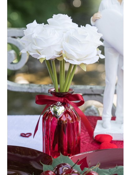 BUNCH OF 6 WHITE ROSES DIA 12CM X 23CM