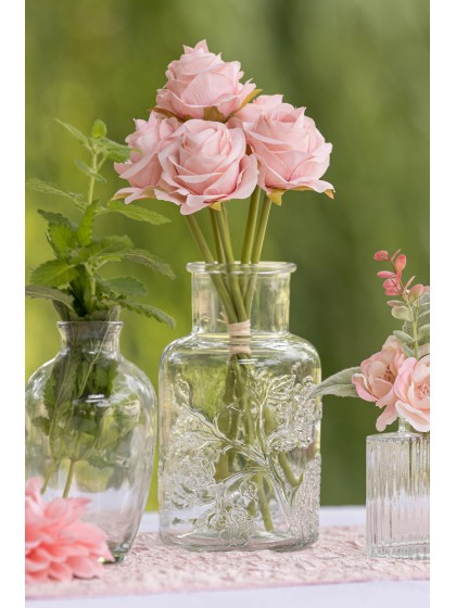 BUNCH OF 6 PINK ROSES DIA 12CM X 23CM