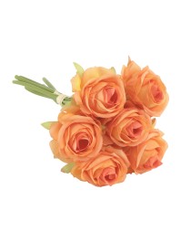 BOUQUET 6 ROSES ORANGES DIA 12CM X 23CM