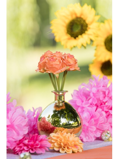 BOUQUET 6 ROSES ORANGES DIA 12CM X 23CM