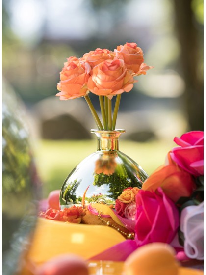 BOUQUET 6 ROSES ORANGES DIA 12CM X 23CM