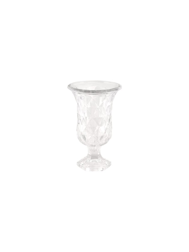 CLEAR VENICE GLASS VASE 12CM X 12CM X 19CM