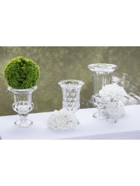 CLEAR VENICE GLASS VASE 17.8CM X 17.8CM X 28.5CM