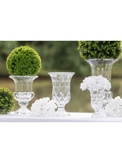 CLEAR VENICE GLASS VASE 17.8CM X 17.8CM X 28.5CM