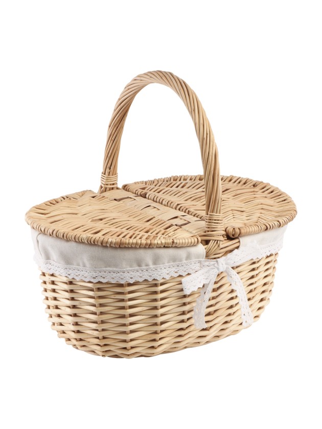 PANIER PIQUE NIQUE EN OSIER 35CM X 25CM X 32CM